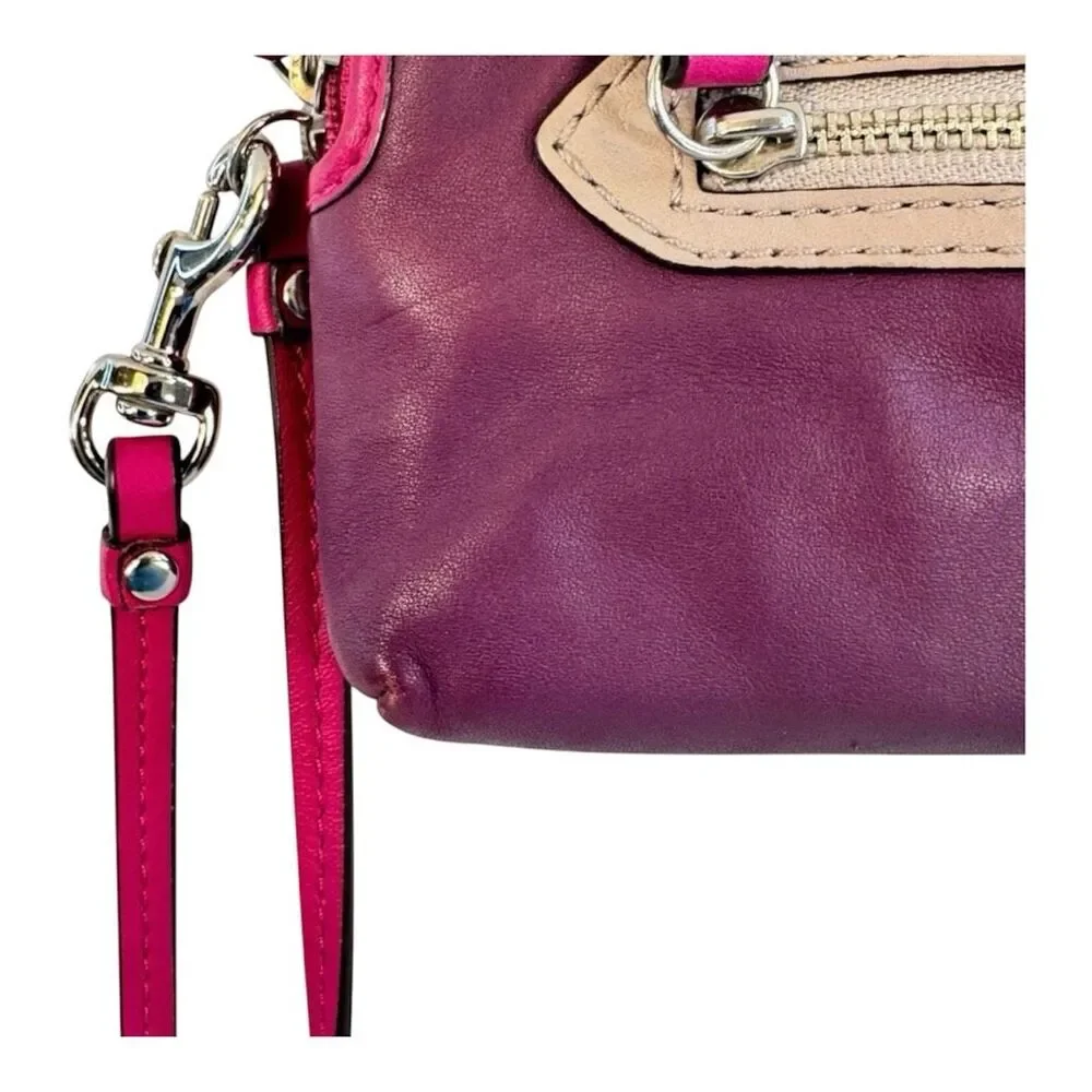 Coach Daisy Spectator Leather Wallet Wristlet Purple Pink